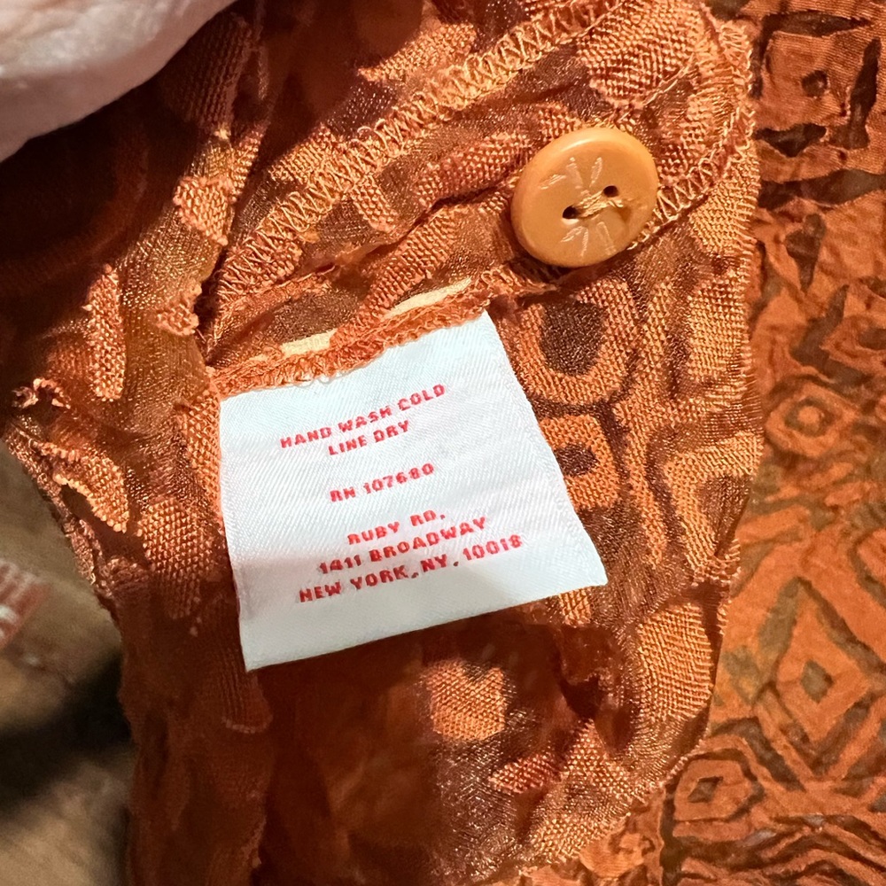 Ruby Rd. Orange Patterned Women's Top - Picture 5 of 5